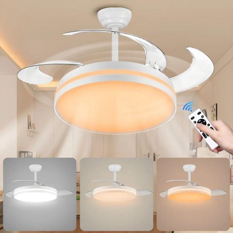 Ventilador de Teto com Luz 106cm 3 Pás Branco 110-220V