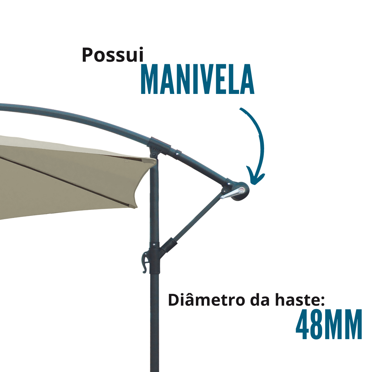 Ombrelone Suspenso 3,0m Alumínio com Capa Importway - 4