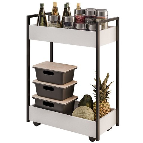 Fruteira Carrinho Multiuso Industrial 2 Prateleiras Manu M05 Branco - Inoviza