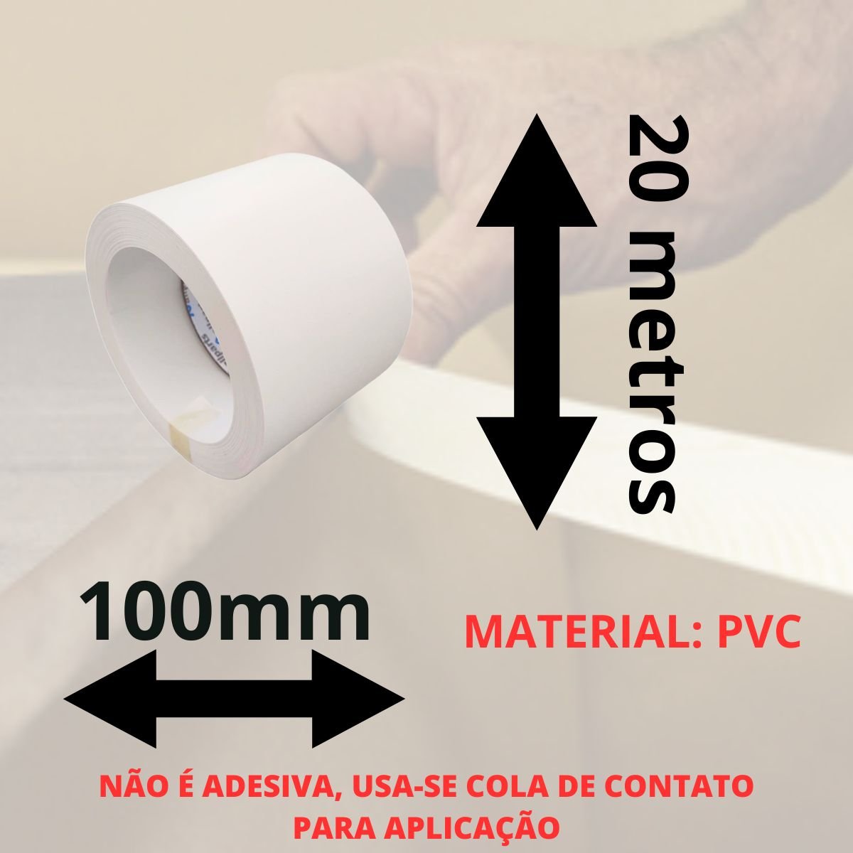 Fita de Borda Pvc Branco Tx 100mm X 20m P/ Móveis Mdf Acabamento Moveis - 3