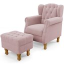 Ver imagem 1 de Poltrona de Amamentação Yara P02 com Puff Paris Luis Xv L02 Bouclê Rosê - Lyam Decor