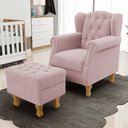 Ver imagem 2 de Poltrona de Amamentação Yara P02 com Puff Paris Luis Xv L02 Bouclê Rosê - Lyam Decor