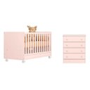 Ver imagem 1 de Quarto de Bebê Doce Sonho com Cômoda 777 e Berço Simples Qmovi Rosa Acetinado