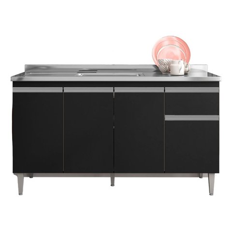 Balcão Tatiane P/cozinha 150cm 4 Portas 1 Gaveta - Ajl Móveis