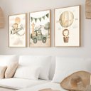 Ver imagem 1 de Kit 3 Quadros Decorativos Infantil Meu Mundo Selvagem Quarto Bebê 30x40 Moldura Madeira