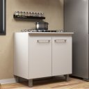 Ver imagem 1 de Balcão Cozinha Cooktop 5 Bocas 2 Portas Branco Lilies Móveis