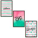Ver imagem 1 de Kit 03 Placas Mdf Amor Fé Gratidão Quadros Decor 28,7x22 Ar4