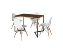 Ver imagem 2 de Mesa Industrial Base Ferro Preto em V Tampo 137x90 Amêndoa 4 Cadeiras Eames Madeira Assento Branco