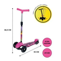Patinete Radical Power 3 Rodas Altura Ajustavel até 40kg New Dm Toys Dmr6247 Rosa - 3