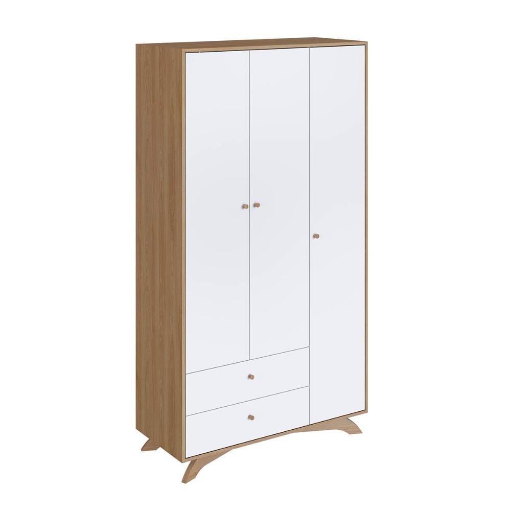 Guarda Roupa Infantil Com 3 Portas e 2 Gavetas 1,93m Cor:Aveiro Oak com Branco - 4