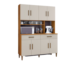 Armário de Cozinha 8 Portas Fortaleza - Kaiki Móveis:Nature / Off White - 2