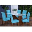 Ver imagem 1 de Kit Capa de Cadeira 6 Peças Sala de Jantar Protege o Estofado Renova o Visual Malha Gel Azul Turques