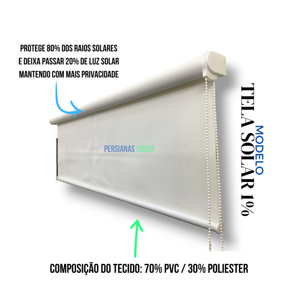 Persiana Rolo Blackout com Base Cônica e Pêndulo Bege Largura 1,80x2,00 Altura - 7