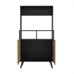 Cantinho do Café com 2 Portas - Aparador Buffet Multiuso:preto/freijo - 4