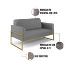 Ver imagem 2 de Sofá Namoradeira Base Industrial Alta Dourado Marisa Linho Grafite A26 D03 - D\'rossi