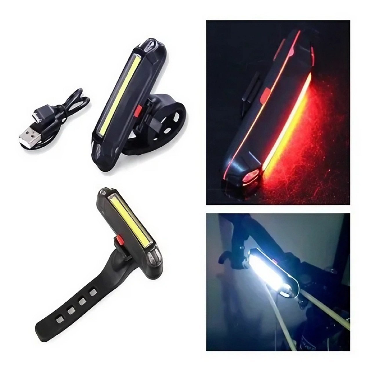 Lanterna Bicicleta Led Recarregável Usb Azul e Vermelha Mtb - 3