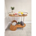 Ver imagem 2 de Carrinho Bar Oval Dourado Bebidas Café - Montado