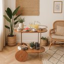 Ver imagem 6 de Carrinho Bar Oval Dourado Bebidas Café - Montado