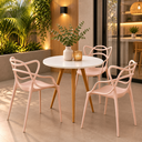 Ver imagem 1 de Conjunto Mesa de Jantar Redonda 70cm com 3 Cadeiras Allegra para Cozinha Sala de Jantar e Apartament