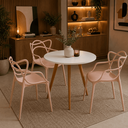 Ver imagem 2 de Conjunto Mesa de Jantar Redonda 70cm com 3 Cadeiras Allegra para Cozinha Sala de Jantar e Apartament