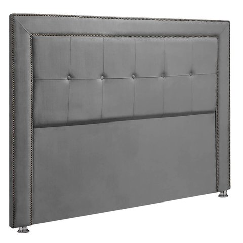 Cabeceira Estofada Ravena para Cama Box Queen Size 160cm Veludo Cinza Grafite
