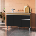 Ver imagem 2 de Balcão Gabinete de Cozinha 3 Portas 120cm Tatiane sem Tampo:amêndoa Preto