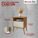 Ver imagem 3 de Mesa de Cabeceira Cancun Quarto Pés Madeira Maciça 1 Gaveta Naturale/Off White