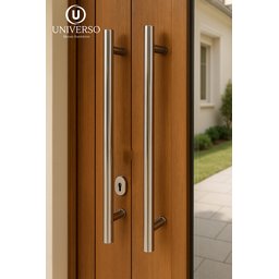 Puxador Duplo Tubular Alumínio 30cm Redondo Porta Pivotante - 5