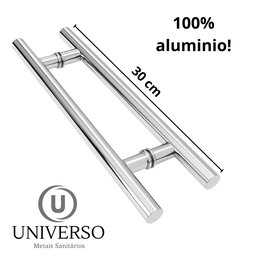 Puxador Duplo Tubular Alumínio 30cm Redondo Porta Pivotante - 2