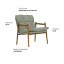 Ver imagem 3 de Poltrona Hermes Base Madeira Castanho Bouclé Verde Claro - Nexta Casa