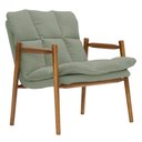 Ver imagem 1 de Poltrona Hermes Base Madeira Castanho Bouclé Verde Claro - Nexta Casa