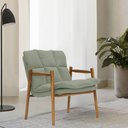 Ver imagem 2 de Poltrona Hermes Base Madeira Castanho Bouclé Verde Claro - Nexta Casa