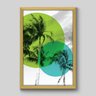 Quadro Palmeiras Sobreposição Cores - 45x30cm - Moldura Padrão Madeira - 1