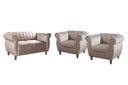 Ver imagem 1 de Conjunto Realeza Sofá com Poltronas Chesterfield Decoração Sala Recepção - Veludo Capuccino