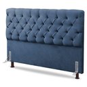 Ver imagem 1 de Cabeceira Cama Box Casal Queen Size Lylla 160cm Capitonê com Frame Linho Azul - Desk Design