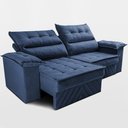 Ver imagem 2 de Sofá Retrátil e Reclinável 2,60m com Molas e Espuma D33 Thunder Velusoft Azul Cama Inbox