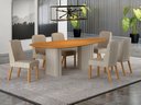 Ver imagem 7 de Conjunto Sala de Jantar Ísis 2,00m com 6 Cadeiras Tampo Orgânico s/ Vidro Cinamomo Off White/Linho P