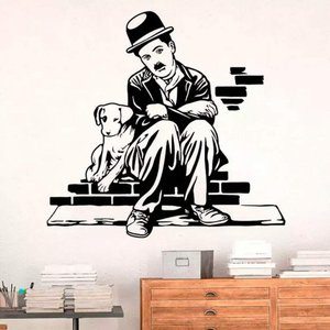 Adesivo de Parede Charles Chaplin Vida de Cão-Pequeno 50x50cm