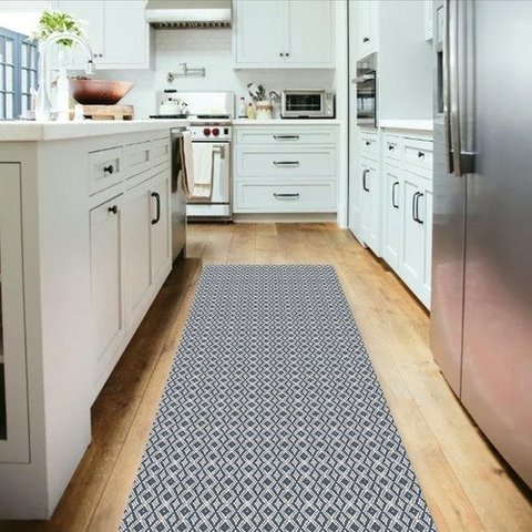 Tapete Passadeira Cozinha 2,00m X 0,65m - Chumbo - Geométrico