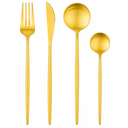 Ver imagem 1 de Kit Talheres Dourados Aço Inox 24 Peças, Facas , Garfos