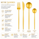 Ver imagem 2 de Kit Talheres Dourados Aço Inox 24 Peças, Facas , Garfos