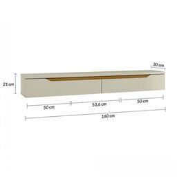 Rack para Tv até 55 Polegadas Suspenso Uno Off White/cedro - Olivar Móveis - 4