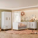 Ver imagem 1 de Quarto Infantil Completo Lion 4 Portas 6 Gavetas Branco - Pnr Móveis