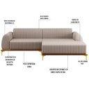 Ver imagem 5 de Sofá 230cm 4 Lugares Chaise Direito Pés Gold C-107 Bege