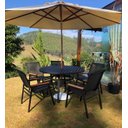 Ver imagem 7 de Cadeira Poltrona Cactos Tela Sling e Alumínio Preto Braço Madeira