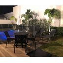 Ver imagem 3 de Cadeira Poltrona Cactos Tela Sling e Alumínio Preto Braço Madeira