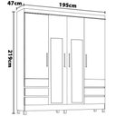 Ver imagem 7 de Guarda Roupa Roupeiro Casal Mônaco 4 Portas 6 Gavetas Espelho e Pés PVC Amêndola Off White Demóbile