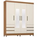 Ver imagem 3 de Guarda Roupa Roupeiro Casal Mônaco 4 Portas 6 Gavetas Espelho e Pés PVC Amêndola Off White Demóbile