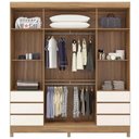 Ver imagem 4 de Guarda Roupa Roupeiro Casal Mônaco 4 Portas 6 Gavetas Espelho e Pés PVC Amêndola Off White Demóbile