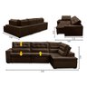 Sofá de Canto Retrátil e Reclinável com Molas LD 3,40x2,00m Viviane Suede Marrom Madelina Decor - 2